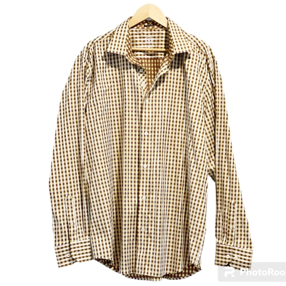 Bugatchi 🆕 Cotton Checkered button-down casual shirt size extra large